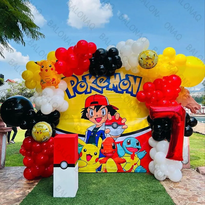 Balloon Arch Kit - 126 adet Karikatür Pikachu Tema Balonlar