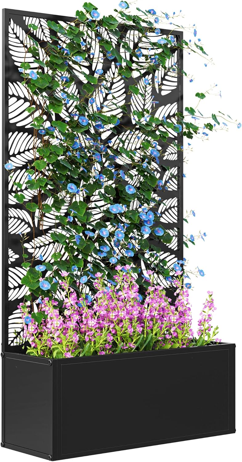 Flower Wall Panel - Tırmanıcı Bitkiler için Çerçeveli Metal Yükseltilmiş